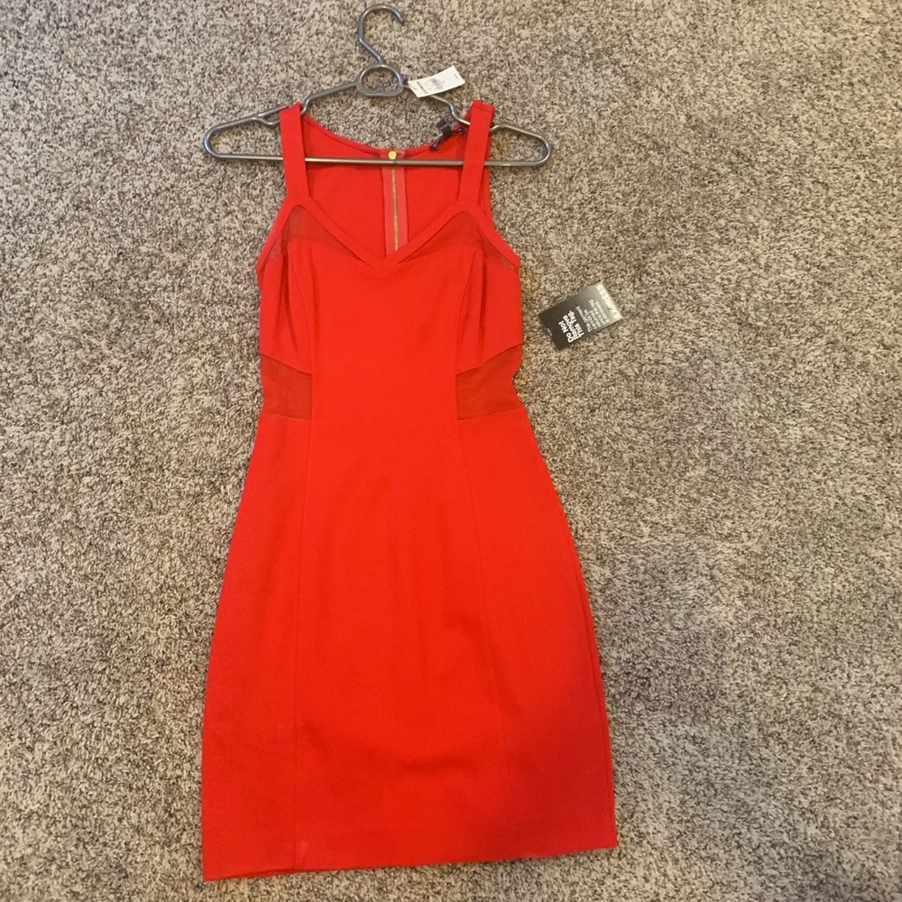 Red Express Dress with sheer detail